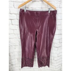 Isaac Mizrahi Faux Leather Pant Boho Classic Western Church Cropped Stretch 12P